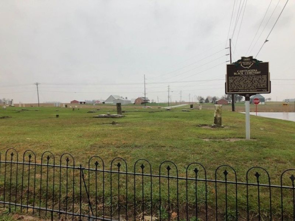 Photograph of the Carthagena Black Cemetery and Ohio Historical Marker