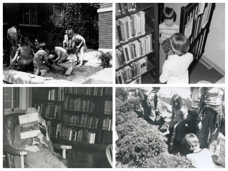Photo collage of patrons and staff at the Flesh Public Library during various programs.